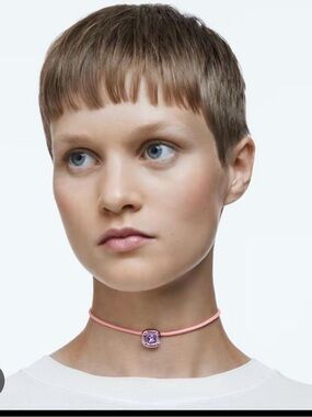 Swarovski Pink Choker Necklace with Purple Gemstone